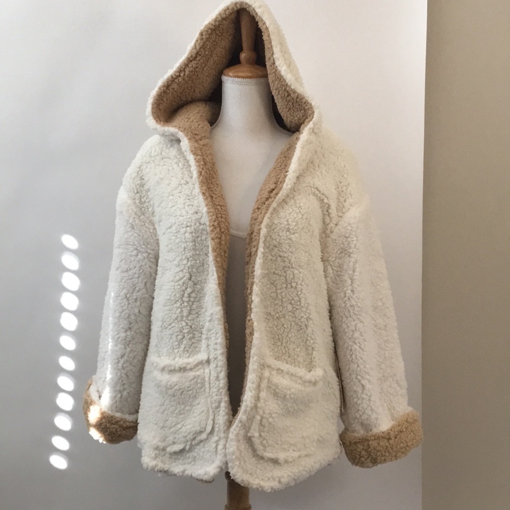 *1 LEFT* REVERSIBLE Soft Sherpa Open Front Jacket - Picture 8 of 8